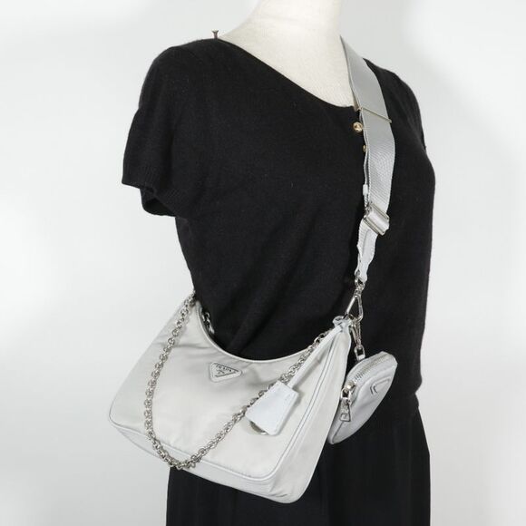 Prada Re-Edition Grey Synthetic Shoulder Bag (Pre-Owned) - Picture 10 of 11